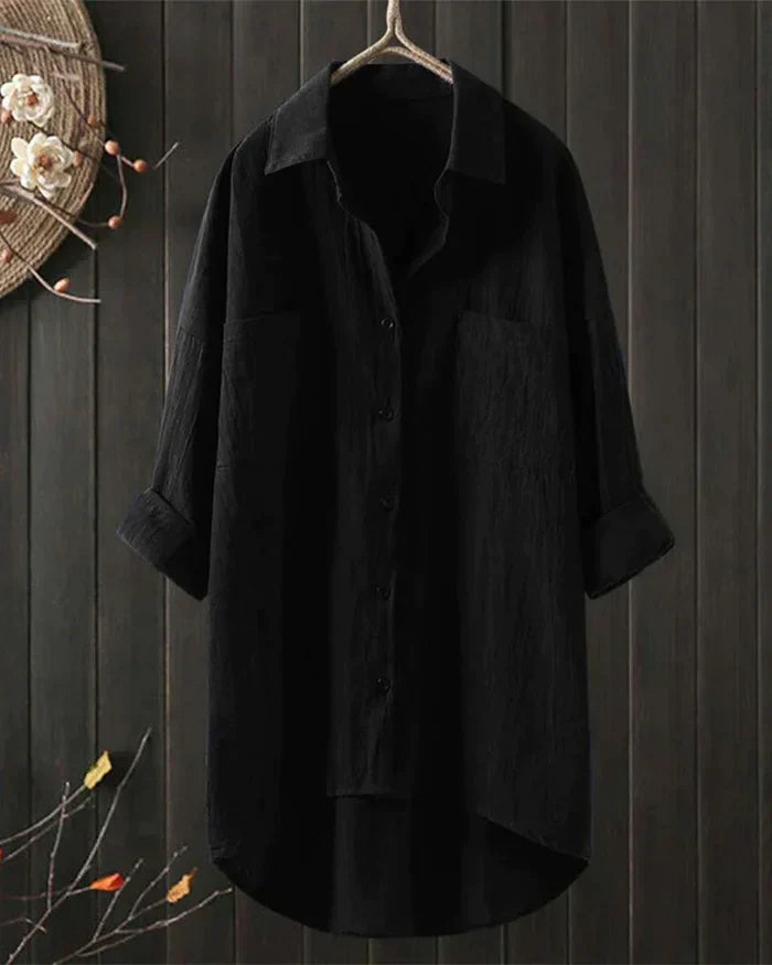 Linen Shirt With Long Sleeves And Button Placket For Spring