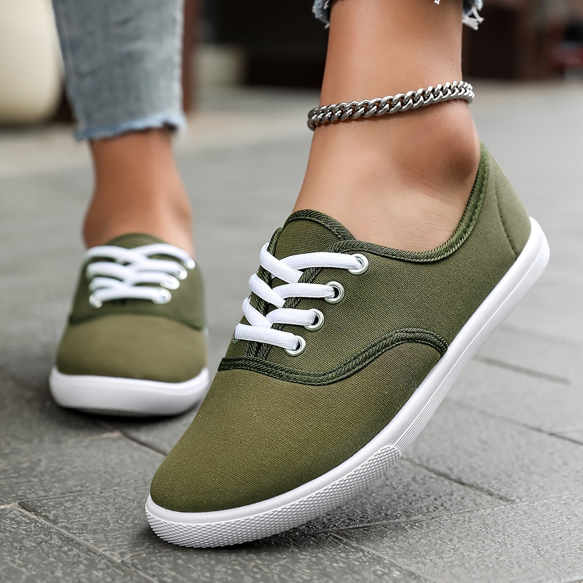 Comfortable Low Canvas Lace-Up Shoes