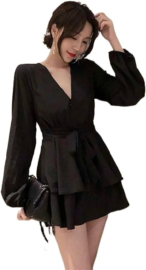 Gwendress With V-Neck And Lantern Sleeves