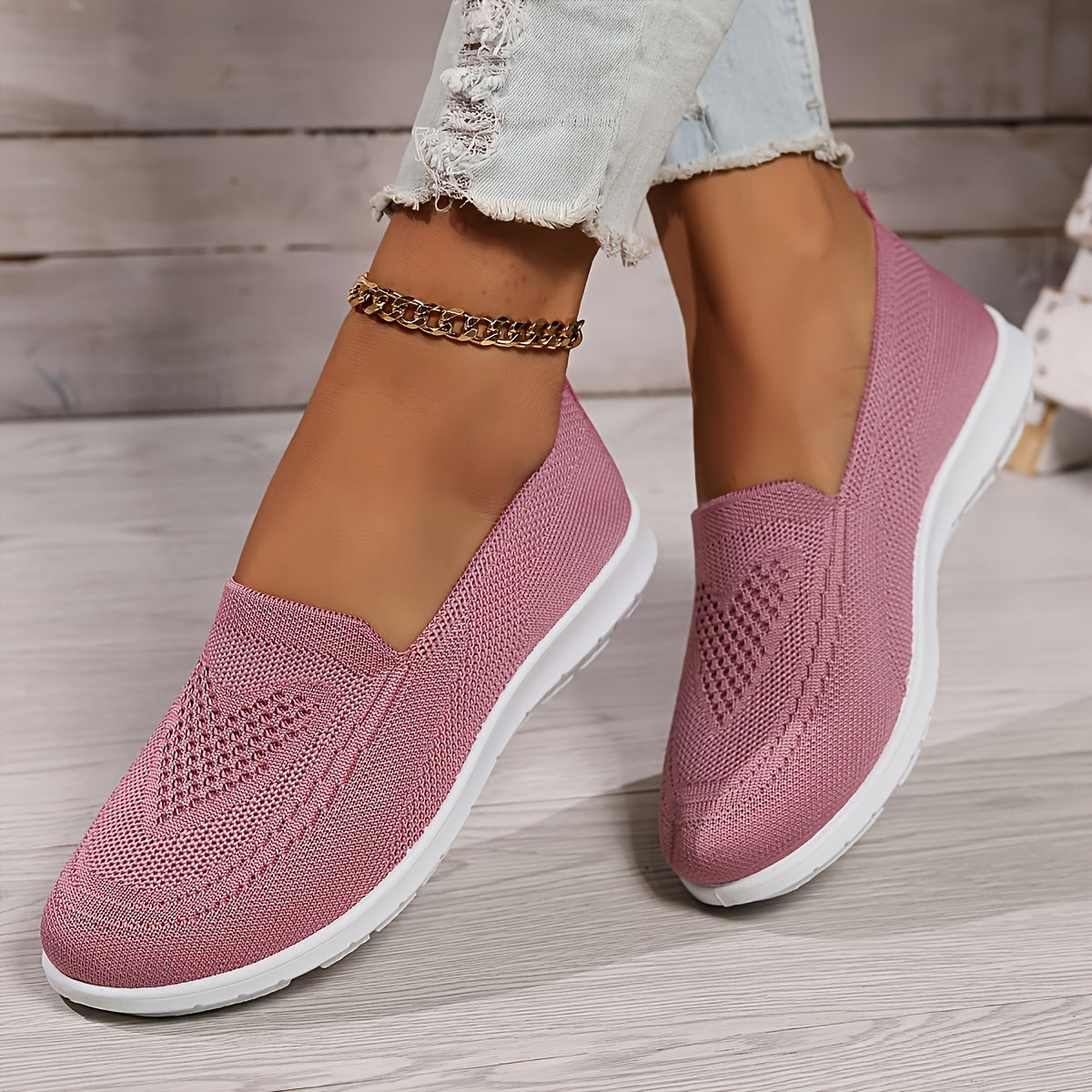 Lysse | Solid Color Knitted Sneakers For Women