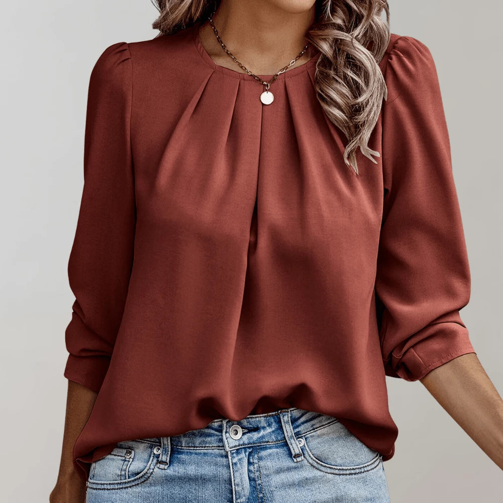 Lysse | Women's blouse with pleats and puff sleeves - Lysse