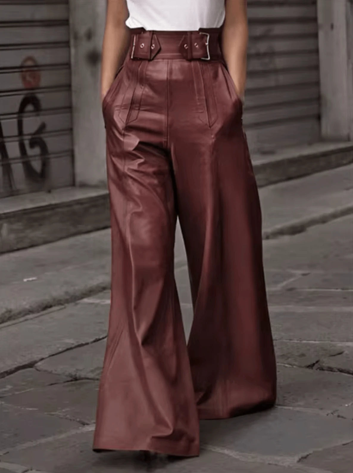 Lysse | High-cut Leather Trousers - Lysse