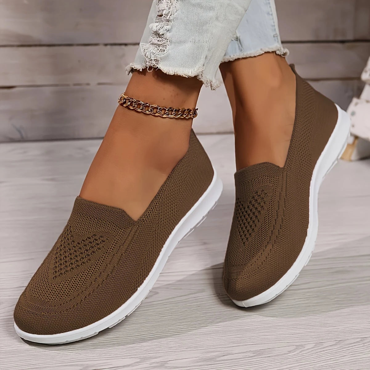 Lysse | Solid Color Knitted Sneakers For Women