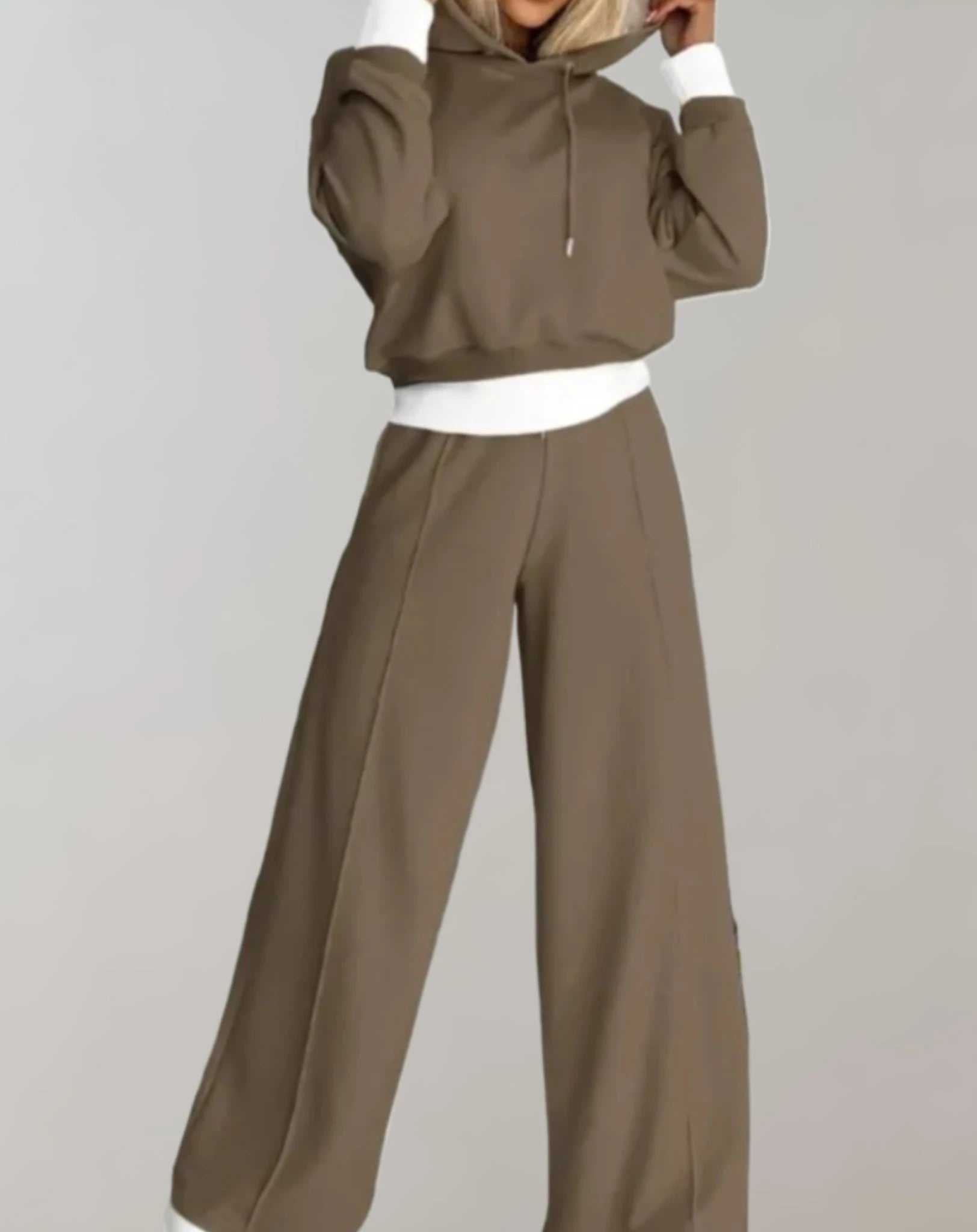 Lysse | Delige Set of a two-tone hoodie and wide-leg pants