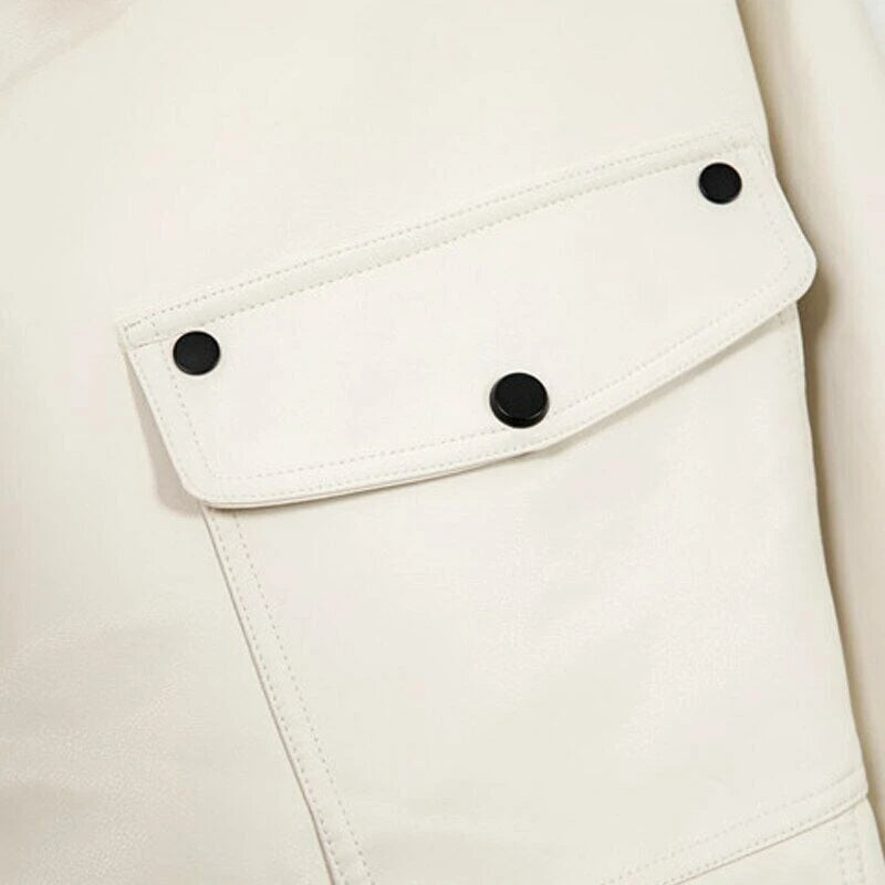 Lysse | Oversized Button Leather Jacket for Women - Ideal for Autumn