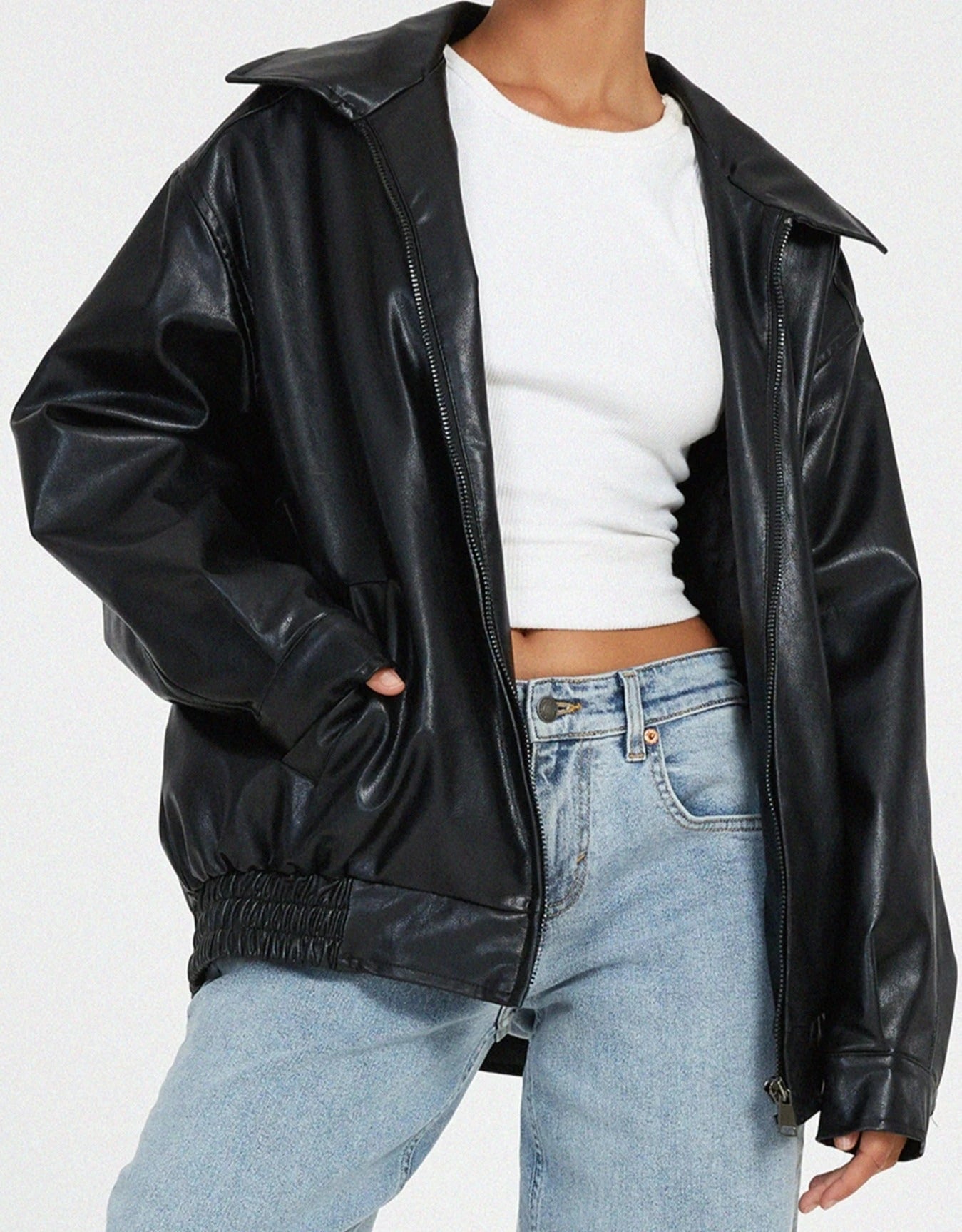 Lysse-Fashion | Oversized Leather Jacket