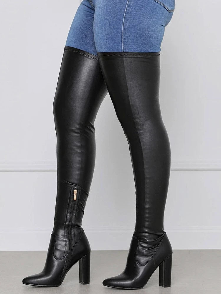 Lysse | Flat Overknee Boots made of Leather for Winter