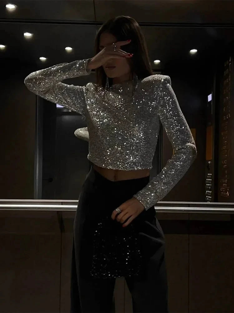 Lysse | Elegant Sequin Cropped Top