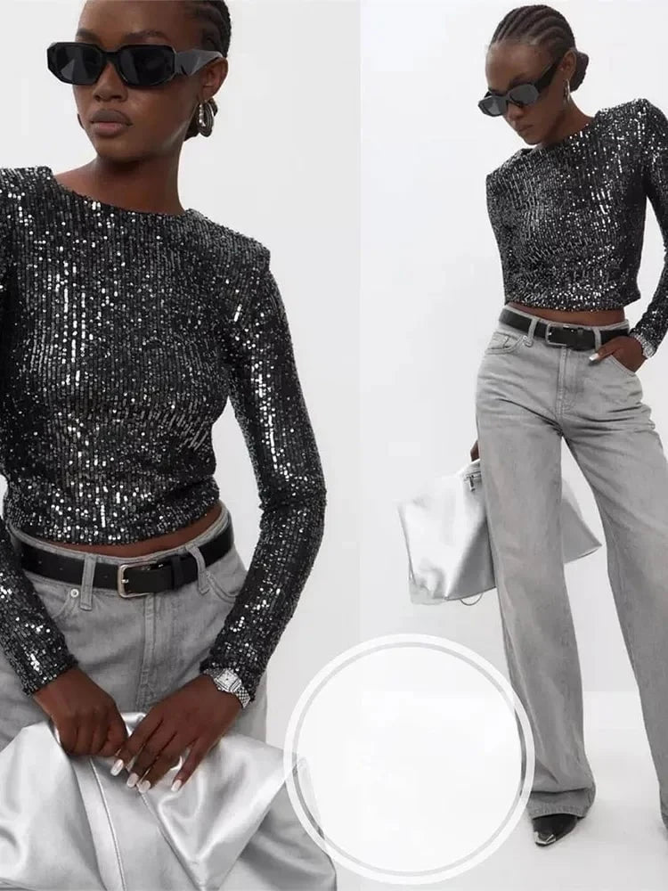 Lysse | Elegant Sequin Cropped Top