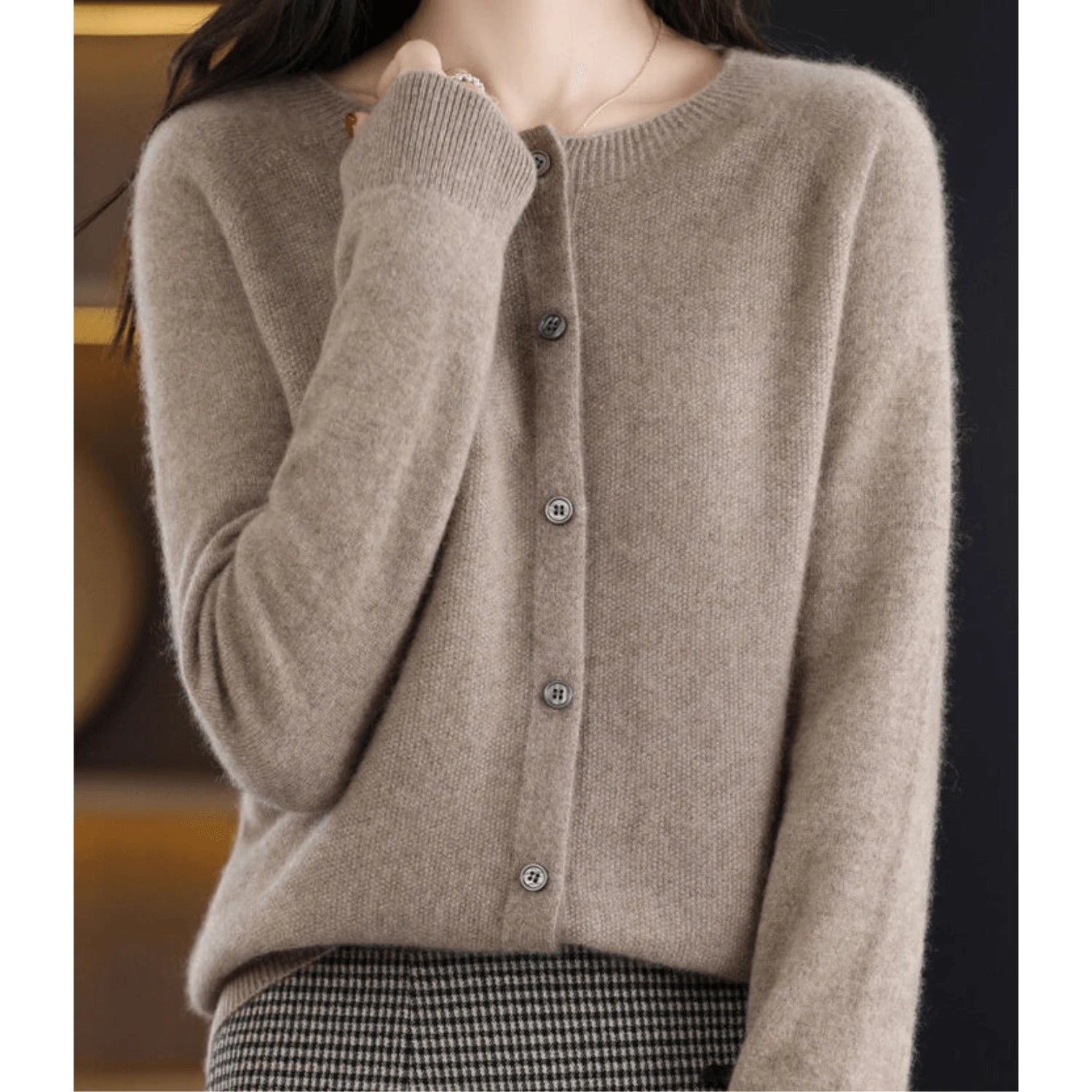 Lysse | Merino Wool Women's O-Neck Cardigan Cashmere Sweater
