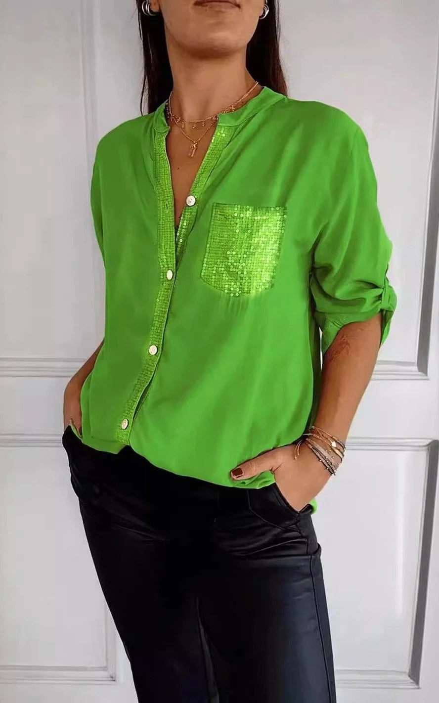 Lysse Fashion | Glitter Blouse With Sequin Pocket