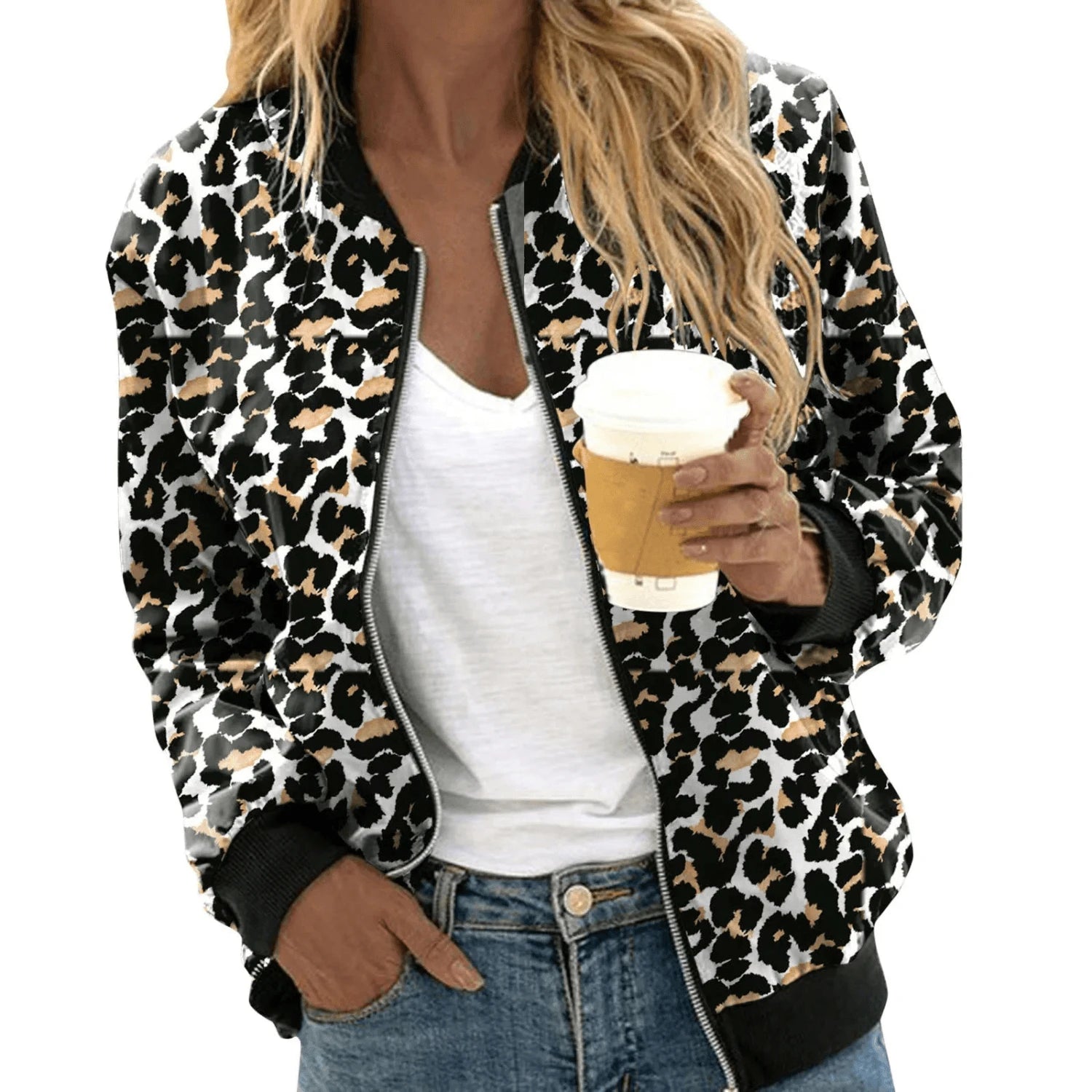 Lysse | Stylish Bomber Jacket With Leopard Print And Zipper