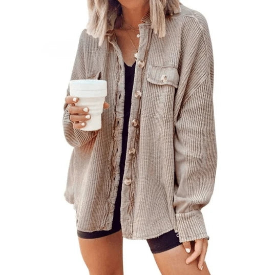 Lysse | Cord Jacket with Irregular Hood - Lysse - heidimode20250703