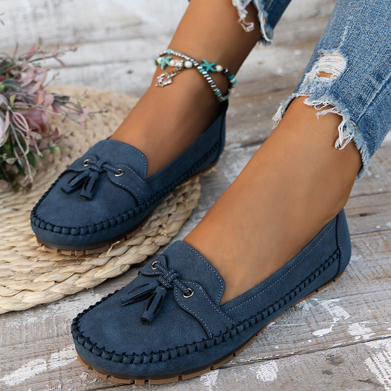 Classic Suede Loafers with Tassel Detail for Women