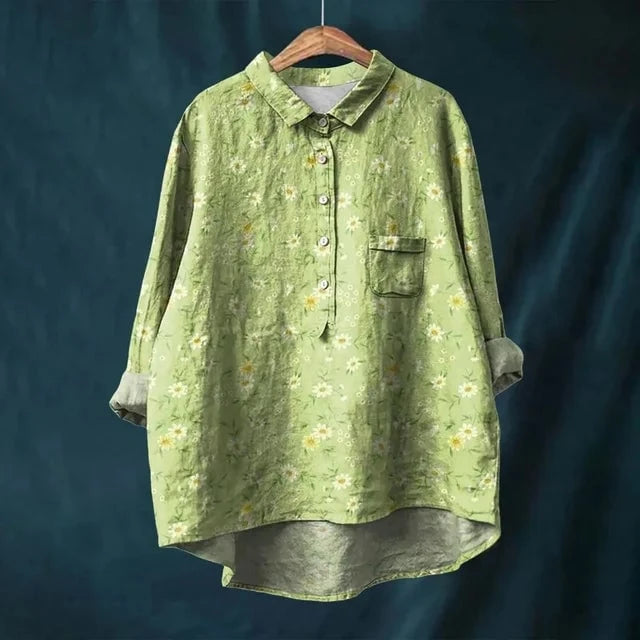 Blouse made of cotton and linen