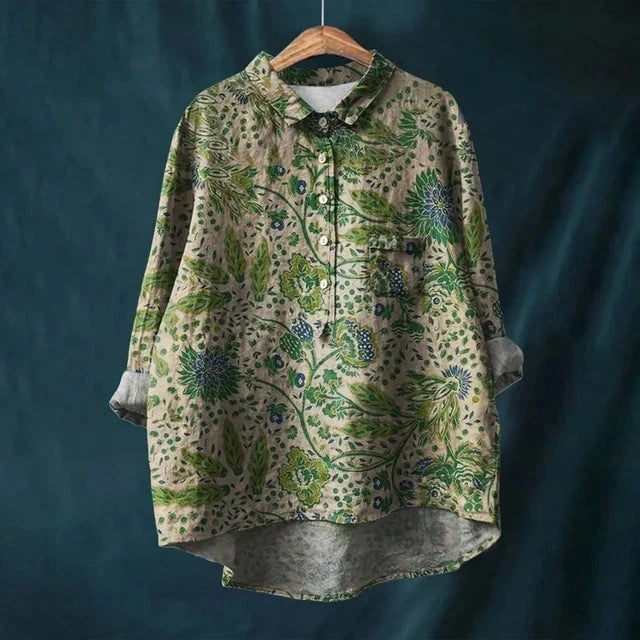 Blouse made of cotton and linen