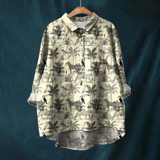 Blouse made of cotton and linen