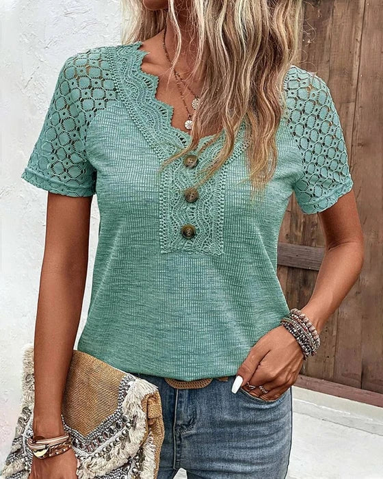 Women's T-Shirt with Short Sleeves and Lace