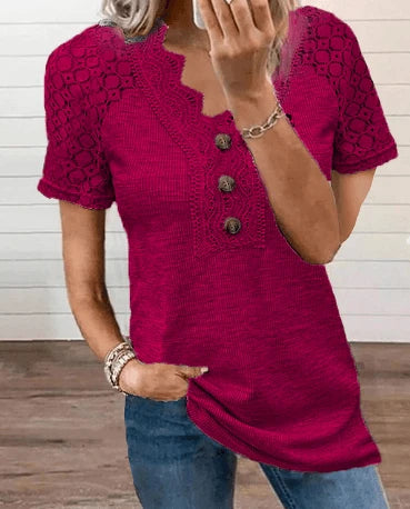 Women's T-Shirt with Short Sleeves and Lace