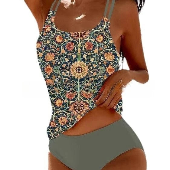 Stylish Printed Tankini Swimsuit
