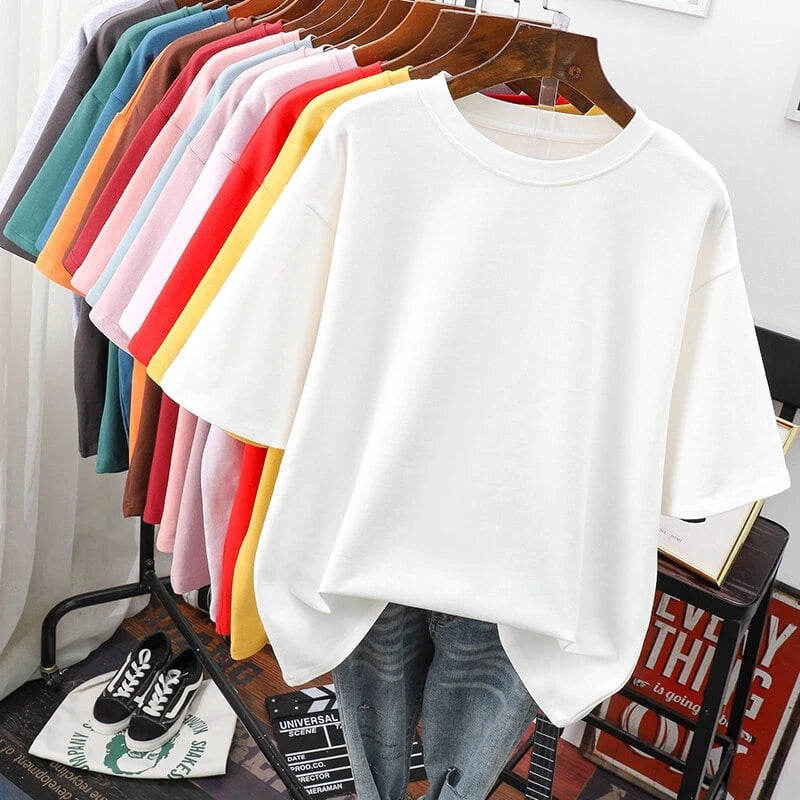Oversized Cotton Basic T-Shirt for Women
