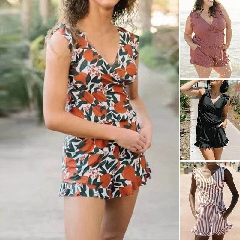 Swim romper with integrated bra