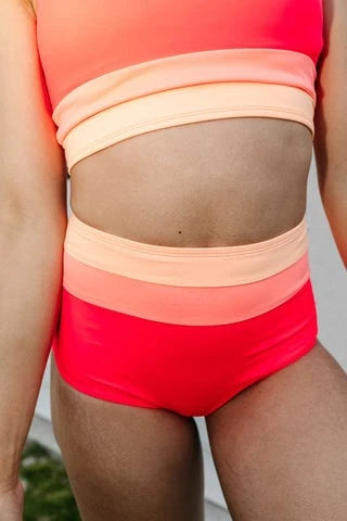Colorblock Cut Back Bikini Set