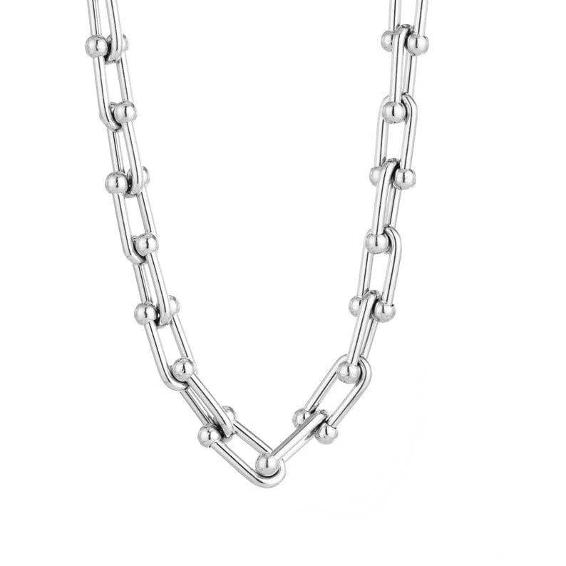 Horseshoe Necklace U Shaped Closure Thick Chain