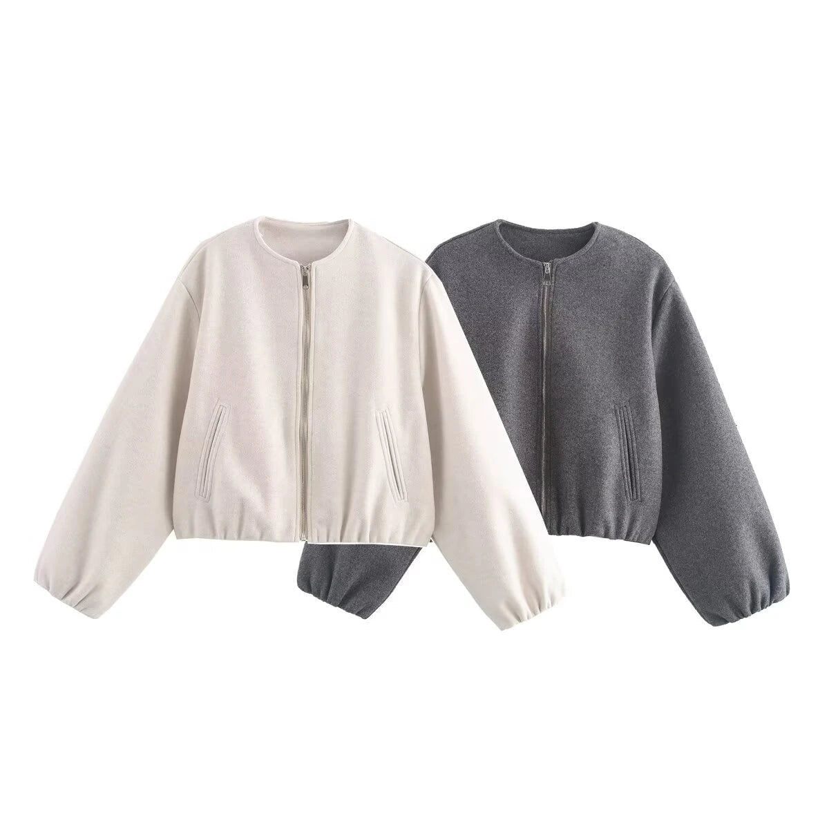 Ladies comfortable and stylish bomber jacket with high collar and side pockets