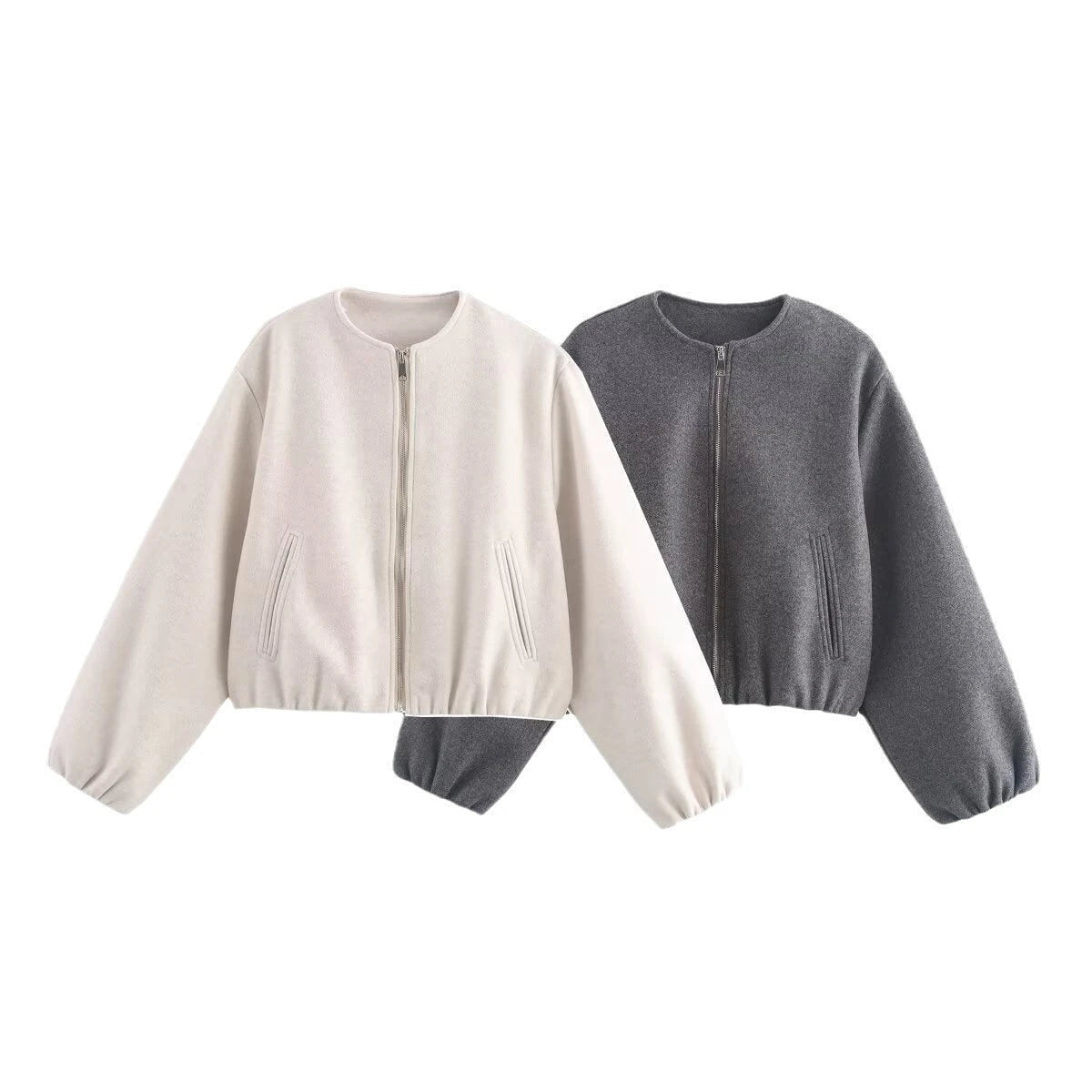 Ladies comfortable and stylish bomber jacket with high collar and side pockets