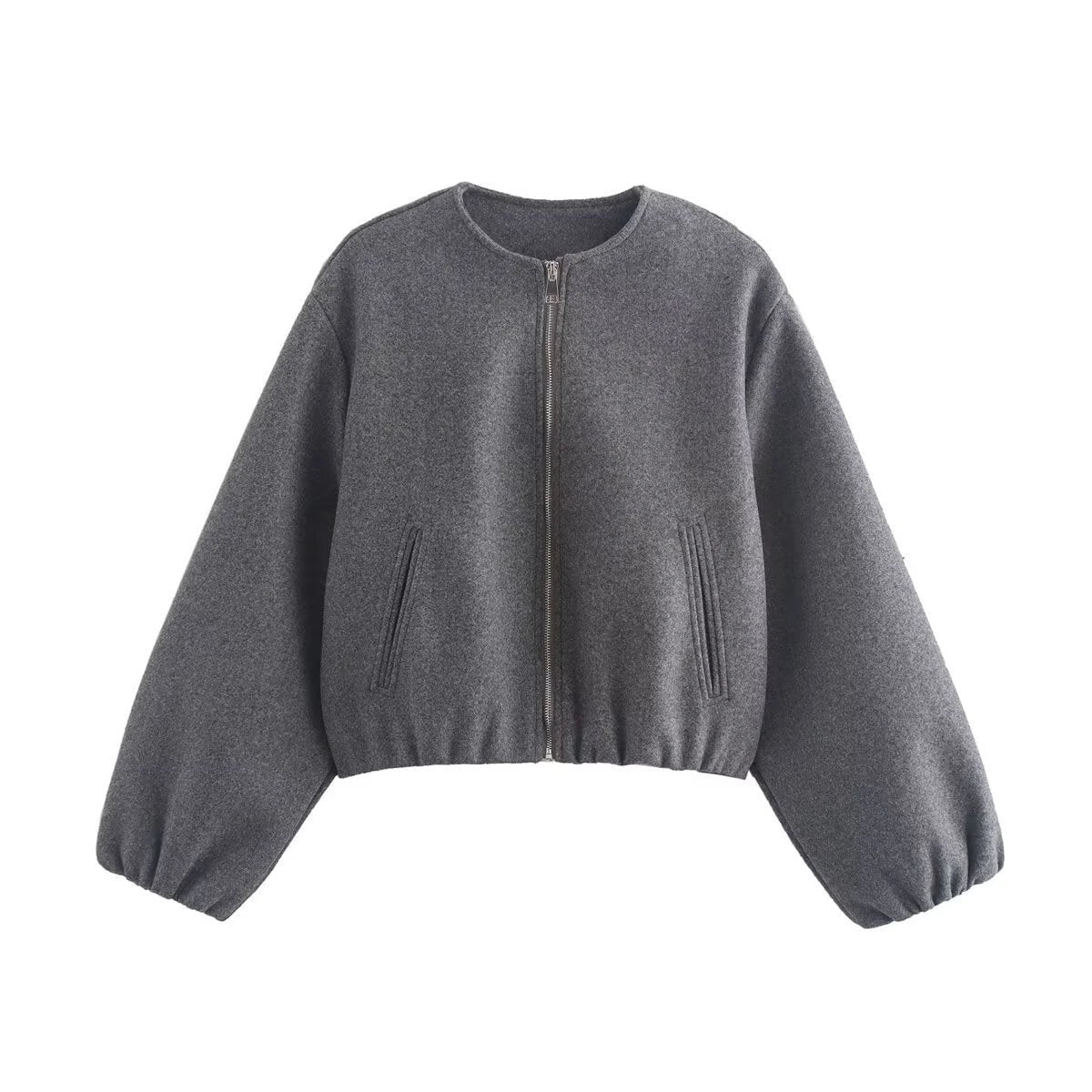 Ladies comfortable and stylish bomber jacket with high collar and side pockets