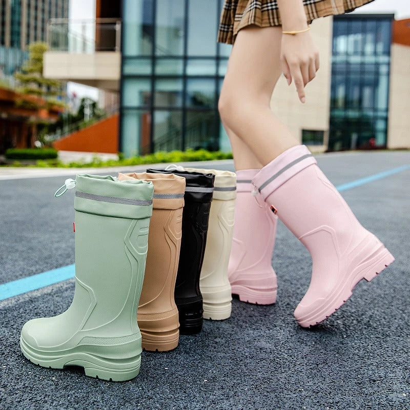 Women's Functional Rubber Boots with Reinforced Ankle Protection and Slip-Resistant Sole