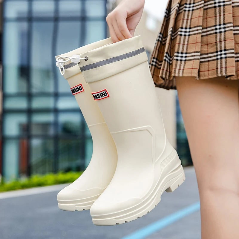 Women's Functional Rubber Boots with Reinforced Ankle Protection and Slip-Resistant Sole