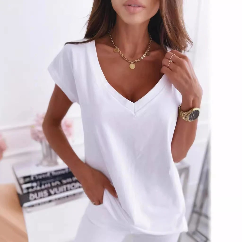Women's V-Neck T-Shirt with Casual Fit