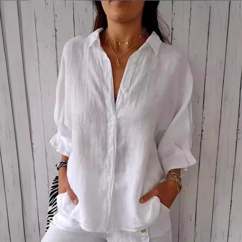 Women casual linen blouse