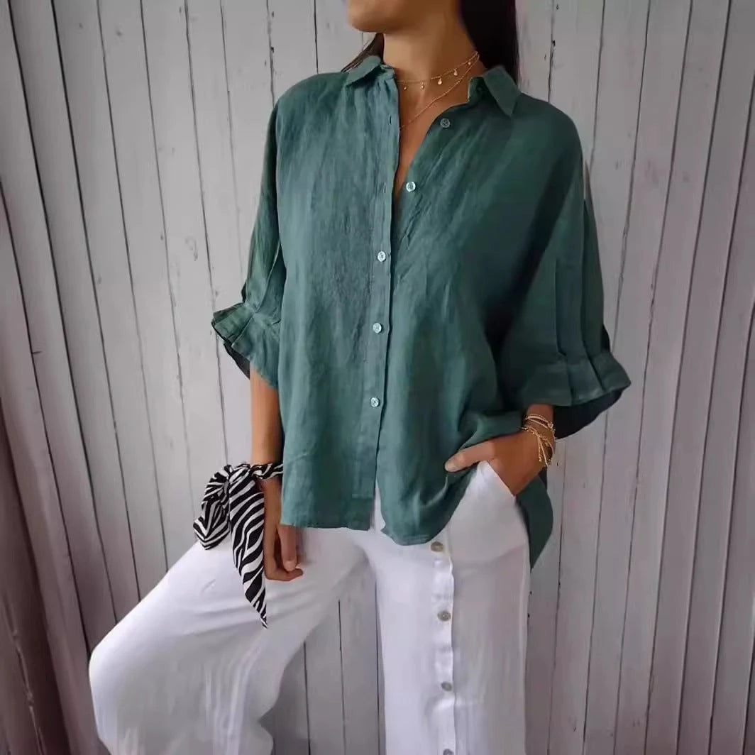 Women casual linen blouse