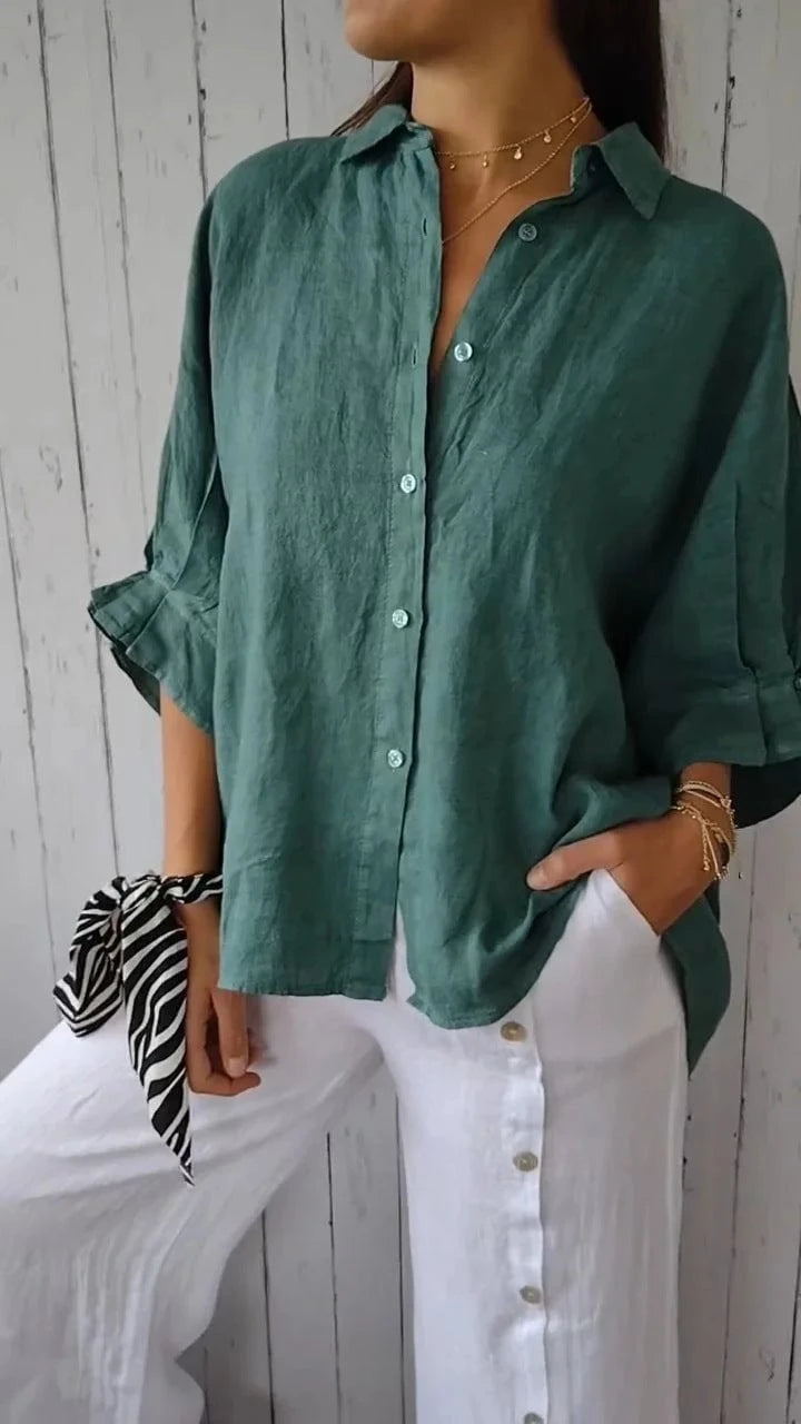 Women casual linen blouse