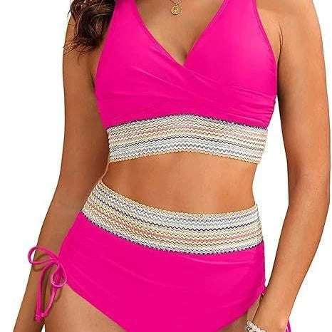 Women's High-Cut Bikini with Elegant Wrap Look and Decorative Band