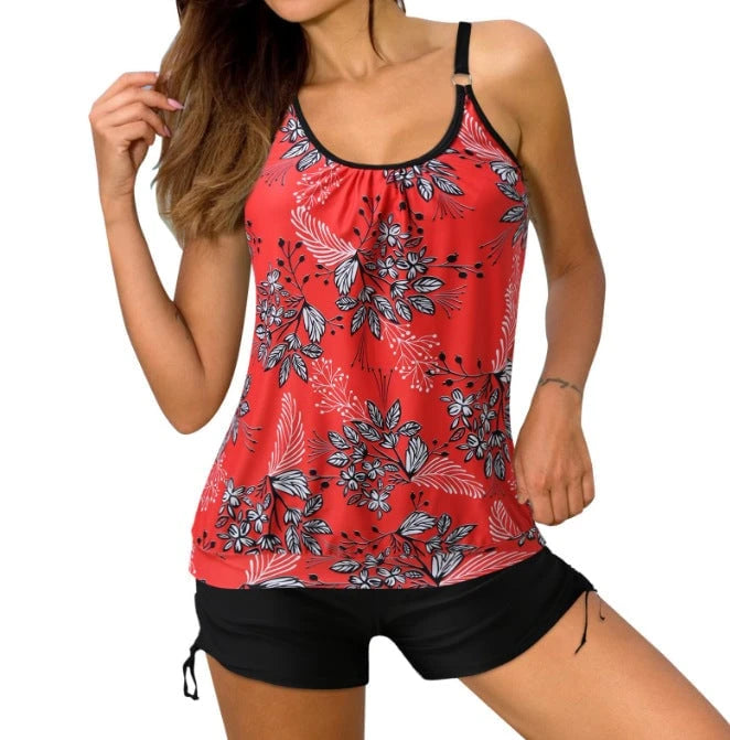 Women's sporty tankini with stylish cut and shorts