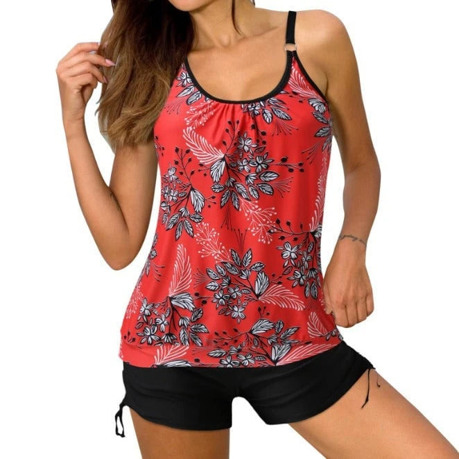 Women's sporty tankini with stylish cut and shorts