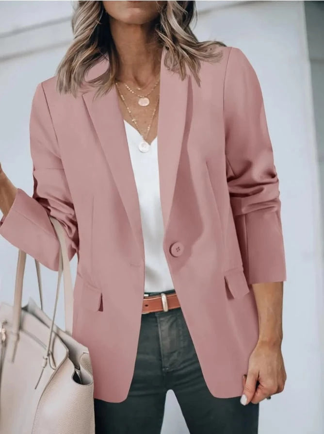 Women’s Casual Blazer with Elegant Cut and Practical Pockets