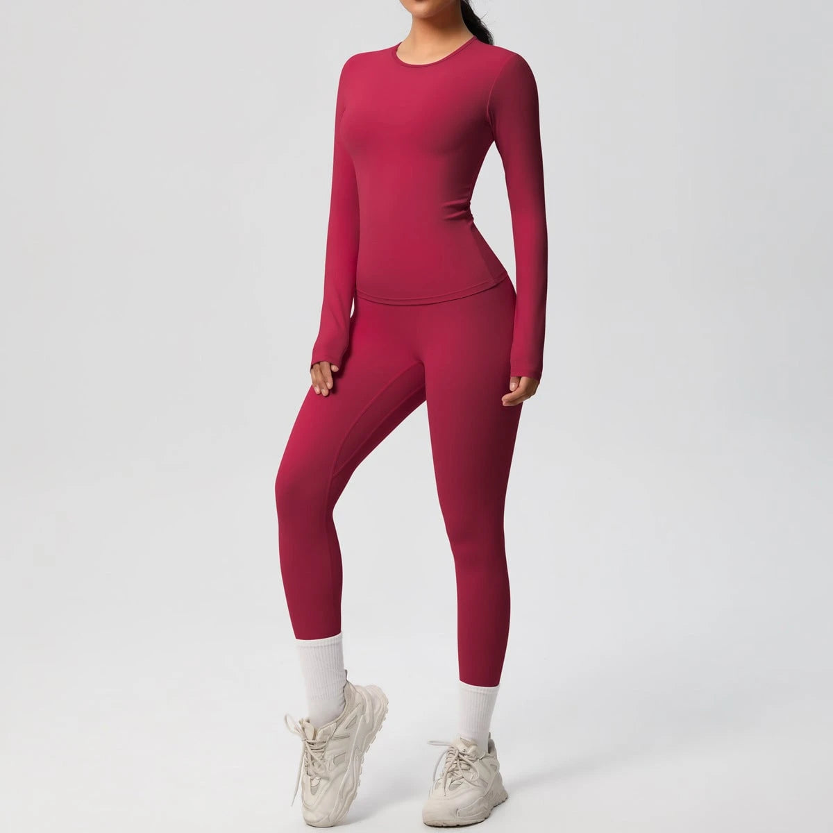 Women Shaping Long Sleeve Top and High Waisted Leggings Set
