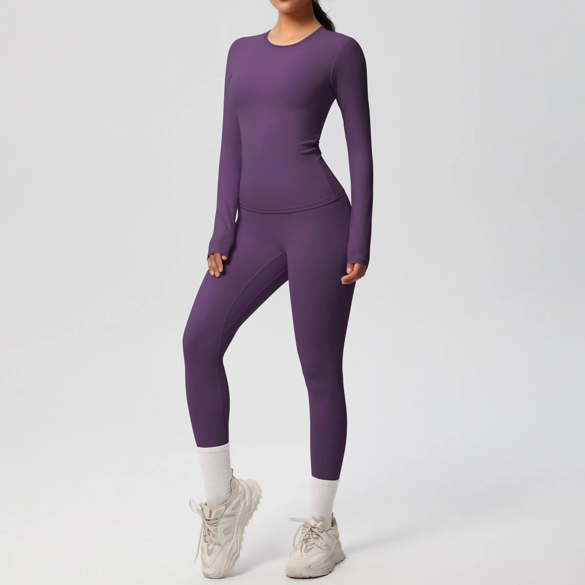 Women Shaping Long Sleeve Top and High Waisted Leggings Set