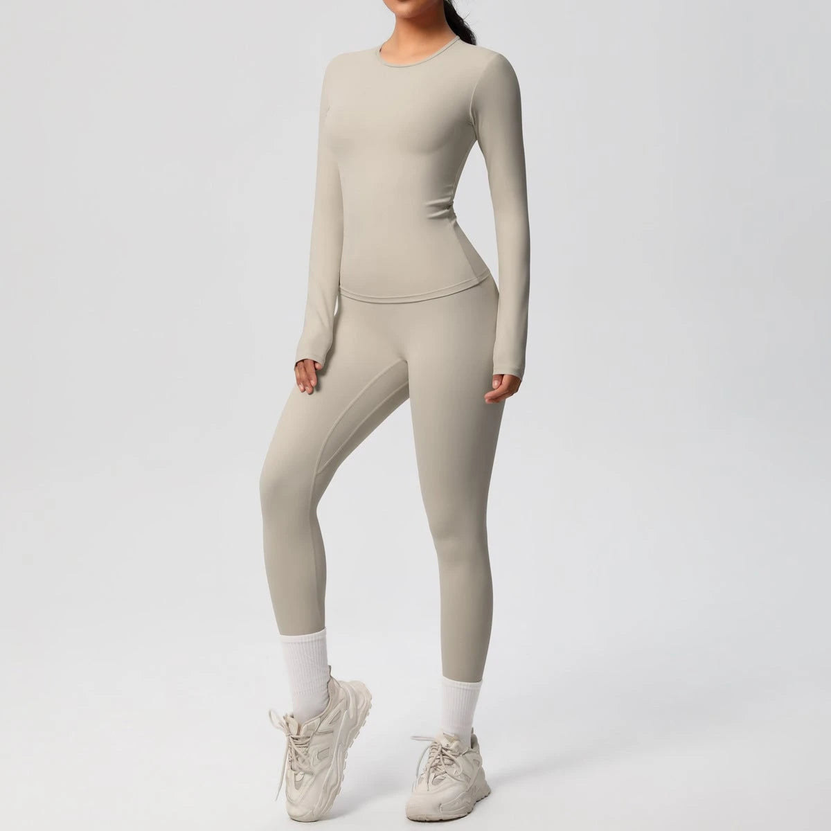 Women Shaping Long Sleeve Top and High Waisted Leggings Set