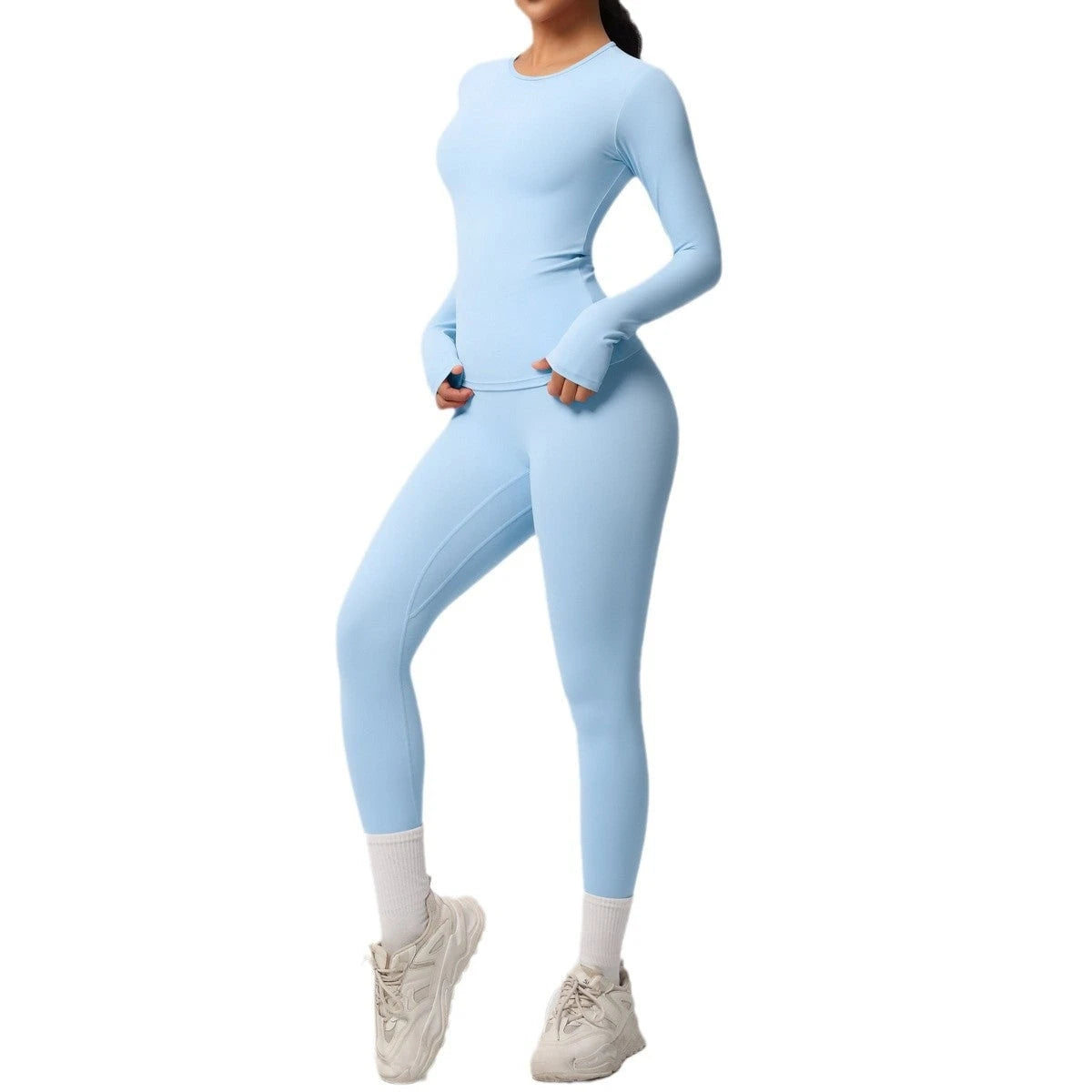 Women Shaping Long Sleeve Top and High Waisted Leggings Set