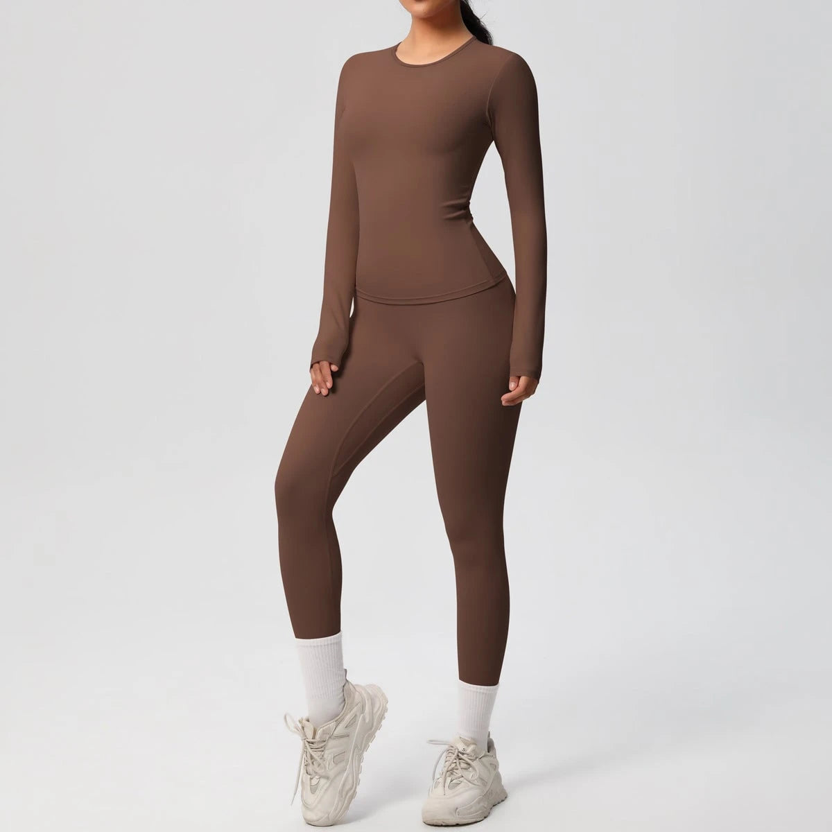 Women Shaping Long Sleeve Top and High Waisted Leggings Set