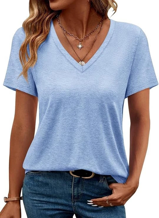 Women's V-Neck T-Shirt made of soft single jersey