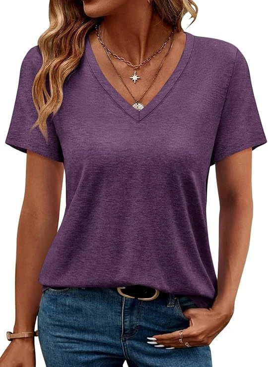 Women's V-Neck T-Shirt made of soft single jersey