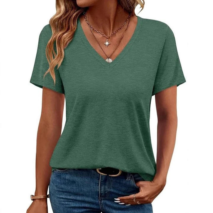 Women's V-Neck T-Shirt made of soft single jersey