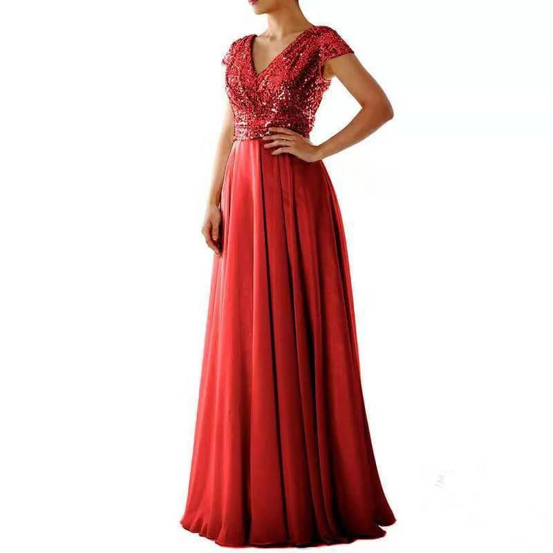 Ladies evening dress with sparkling top